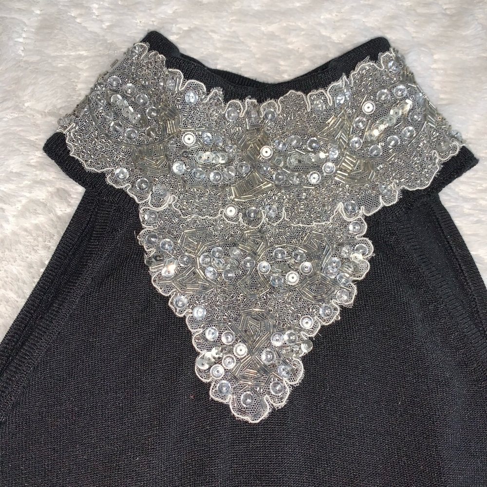 Beaded high neck blouse